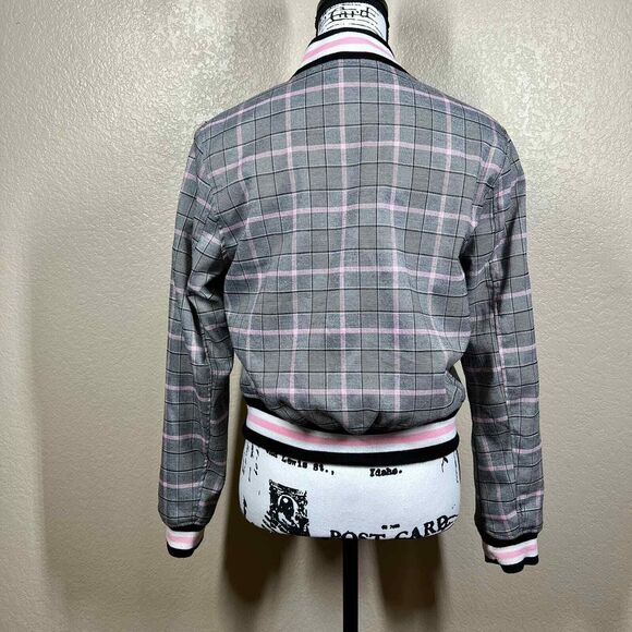 Charlotte Russe Gray bomber jacket zipper closure size M 90 baddie barbie - Picture 11 of 14